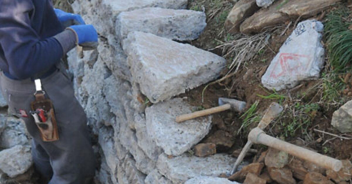 石垣の管理する様子